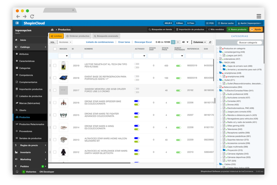 Gestiona miles de productos con ShopinCloud Software de Ecommerce