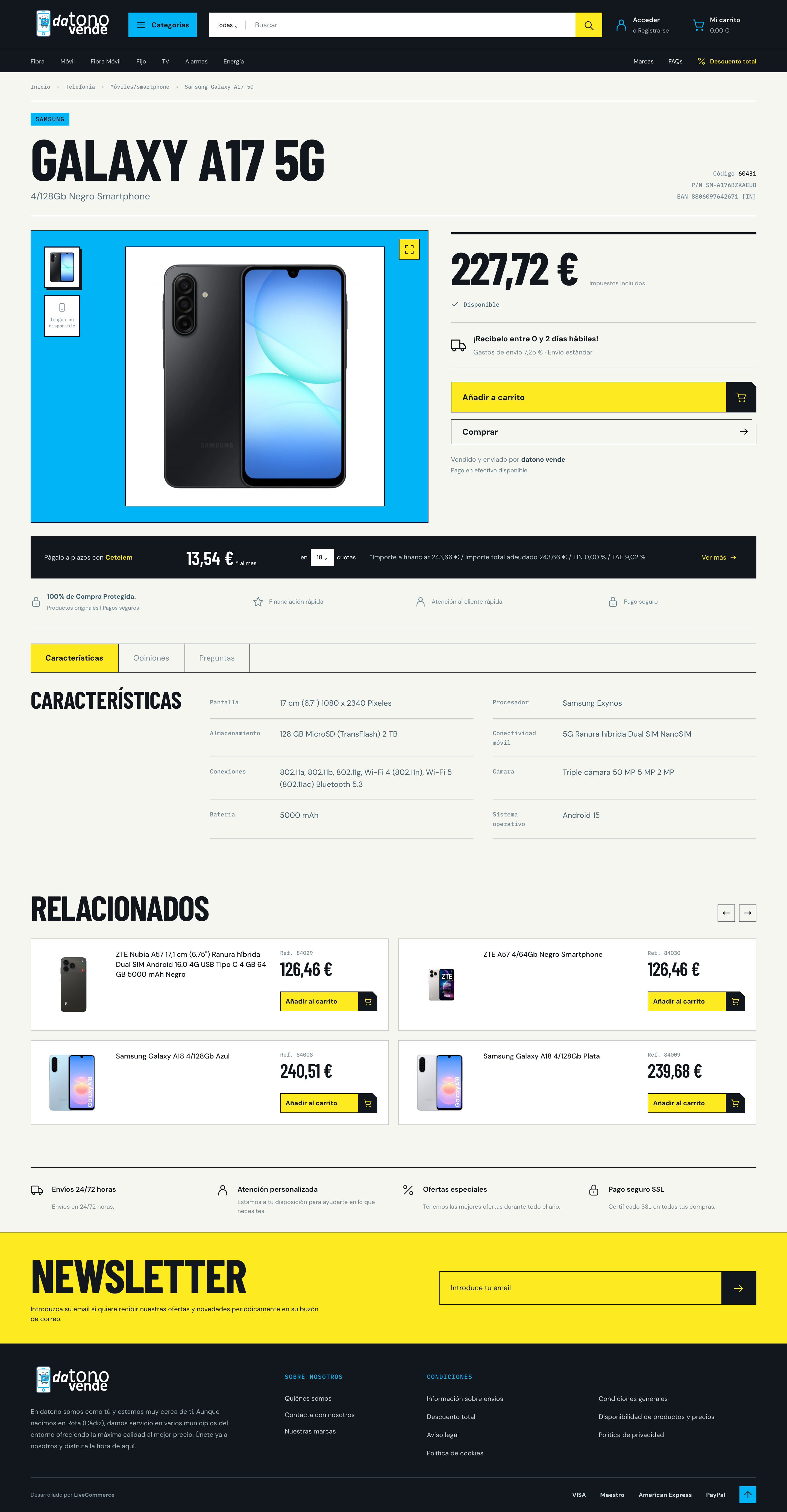 Datonovende, propuesta 4: diseño de la página de producto