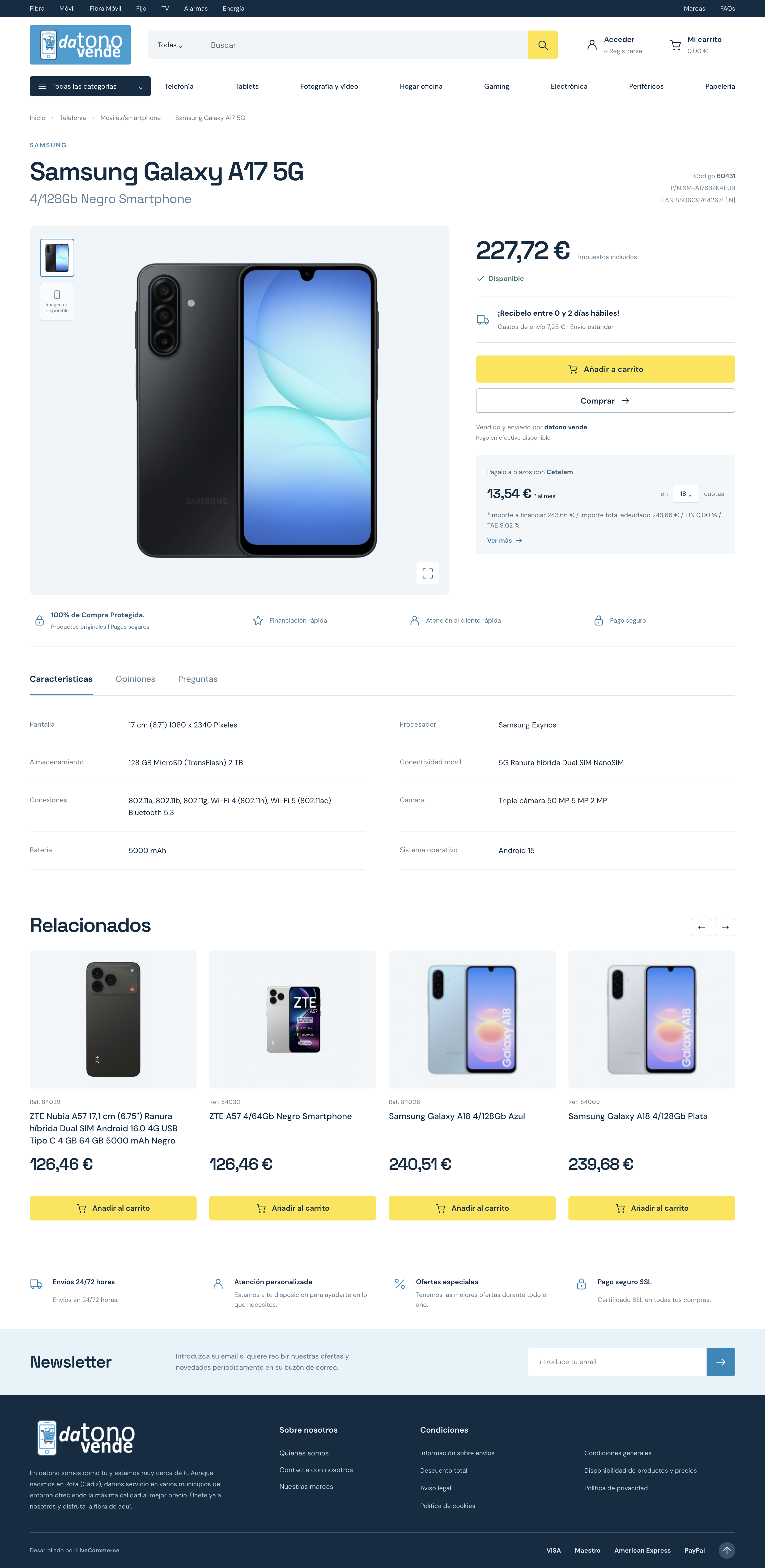 Datonovende, propuesta 2: diseño de la página de producto
