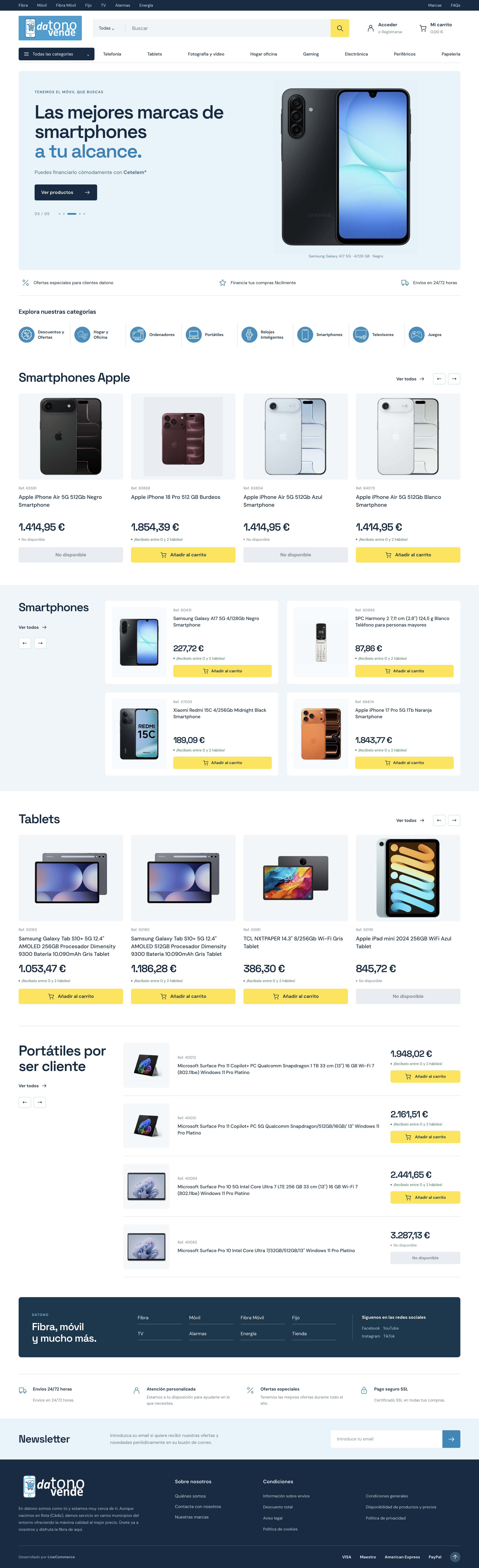 Datonovende, propuesta 2: diseño de la página de inicio