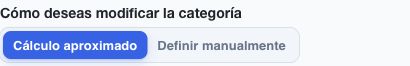 Selector real entre cálculo aproximado y definición manual de categoría