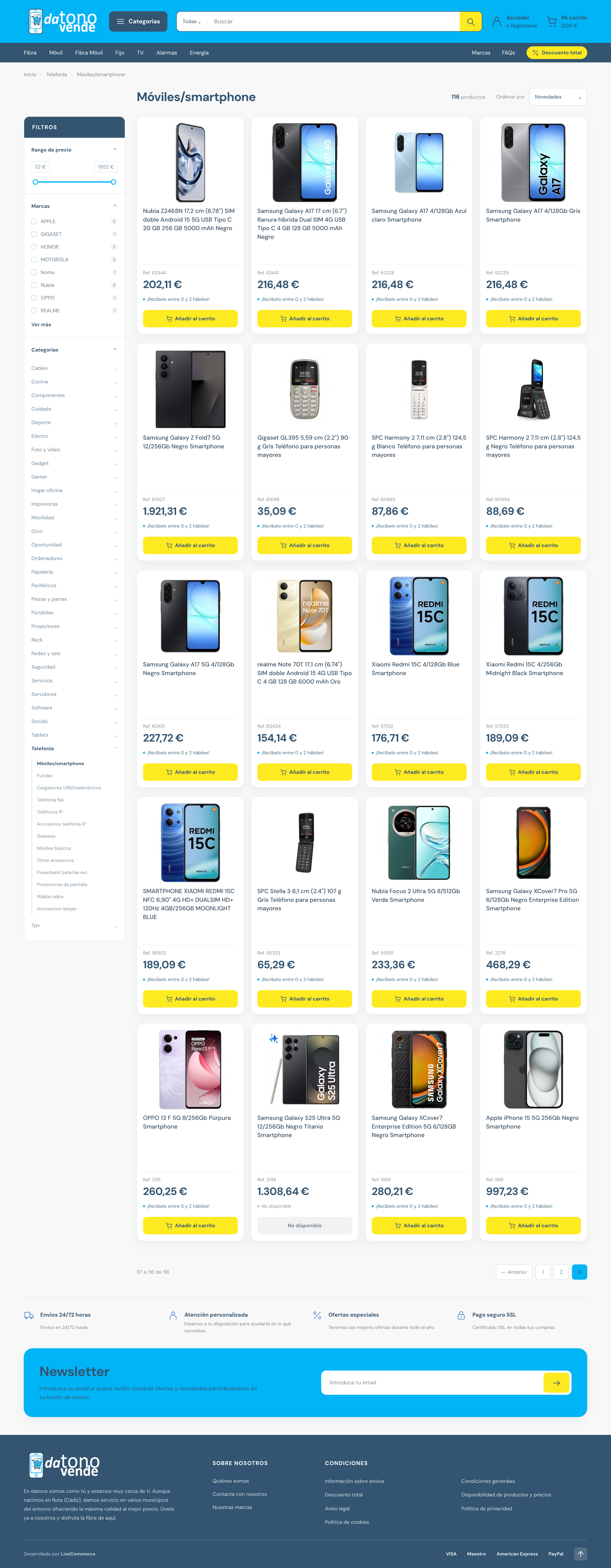 Datonovende, propuesta 3: diseño de la página de categoría