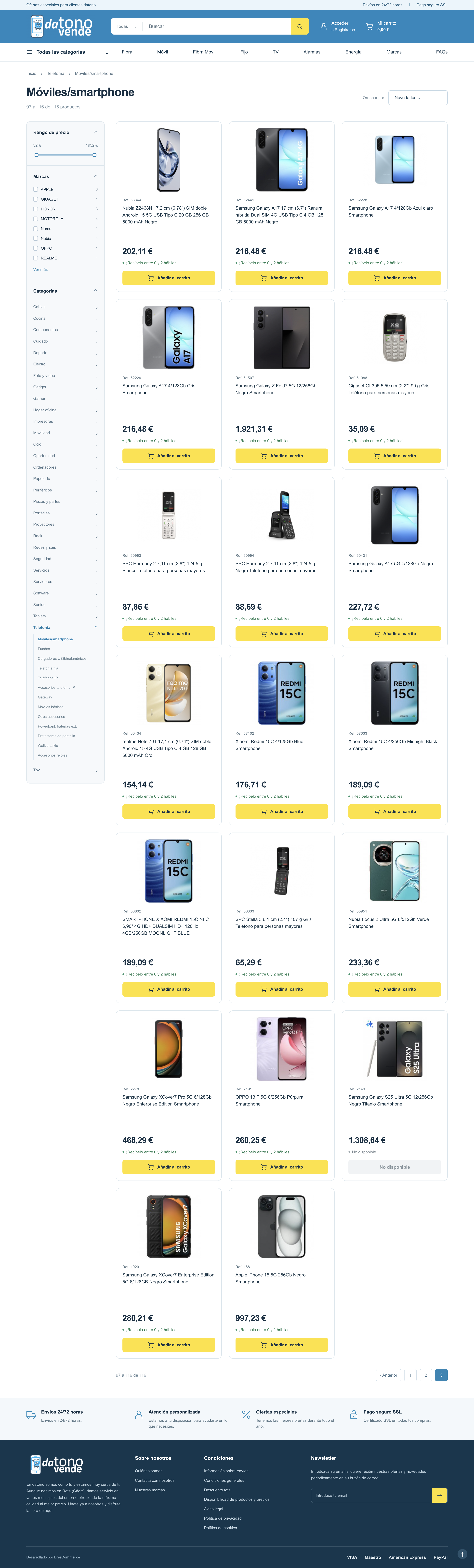 Datonovende, propuesta 1: diseño de la página de categoría