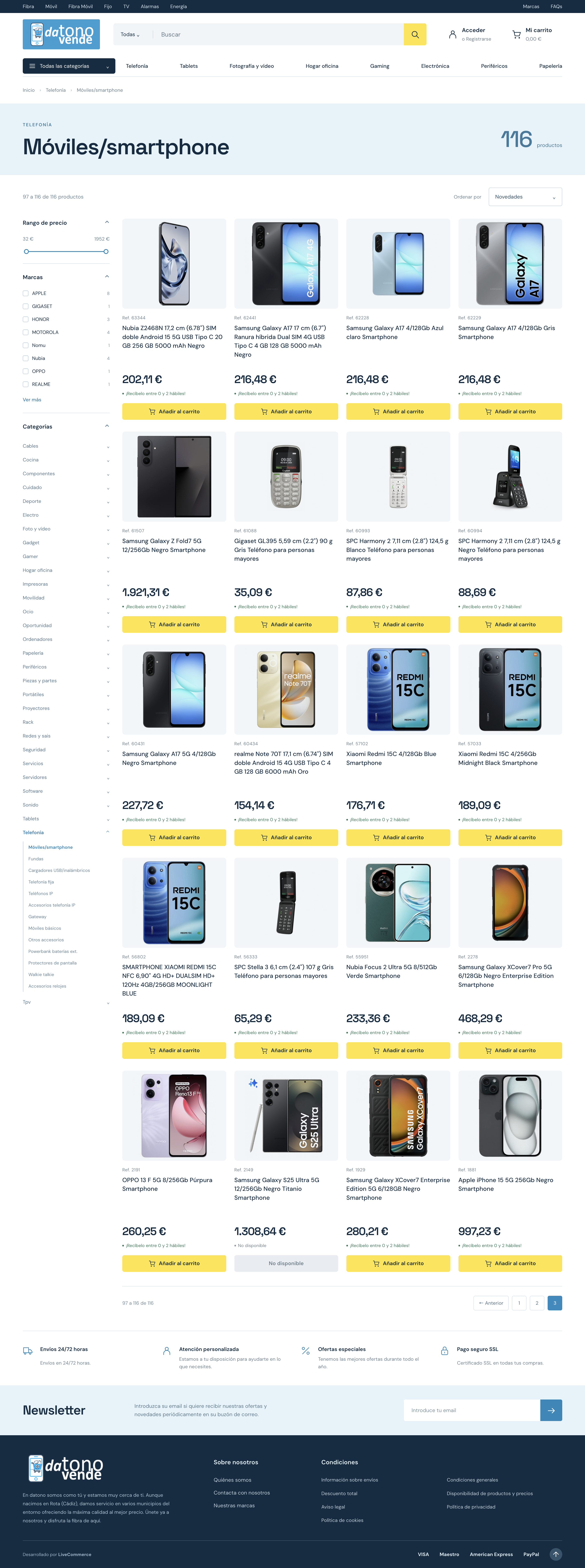 Datonovende, propuesta 2: diseño de la página de categoría
